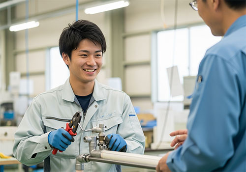 三重県名張市にある工場内菅工事　年間休日120日基本土日休み求人